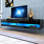 Gloss Floating Tv Stand Wall Mounted 20 Color Led Media Console Table For Up 80 