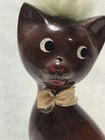 Vintage Porcelain Ceramic Cat figurine-japan - Fur  Bow  - Brown
