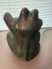 Vintage Cast Iron Sitting Frog Bank W stopper  Vnc