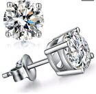 925 Sterling Silver Stud Earrings With Cubic Zirconia Unisex  Men Women 7mm 8mm