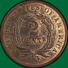 1864 Red Brown Two Cent Piece Uncirculated Unc Coin  33088