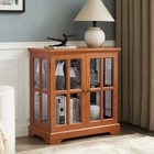 Led Curio Display Cabinet W adjustable Shelves   Lattice Doors  Dark Oak