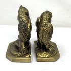 Vintage Mcm Cast Brass Lovebird Owls Bookends Couple Heavy