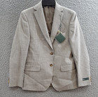 B By Brooks Brothers Classic Stretch Suit Jacket Big Boys 16r Brown cream L s