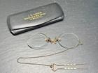 Antique Gold Filled Pince Nez Glasses With Hairpin  Case From La Salle Il I88