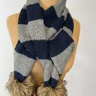 Abercrombie   Fitch Scarf Girl Stripe Pom Faux Fur 73x7 5 Casual Shawl Core Ex
