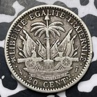1881 Haiti 20 Centimes Lot mk382 Silver  Km 45