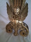 Victorian Brass Fireplace Screen Peacock Folding Fan Ornate Art Deco Mcm Read