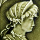 Sale  Antique 1890 s Hamilton Tile Works Art Nouveau Woman In Bonnet Art Pottery