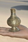 Old Brass Handcrafted Inlay Engraved Unique Shape Powder pill Box