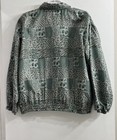 Vtg 100  Silk Womens Jacket Animal Print Green 80   s 90   s Retro Patchwork Medium
