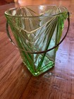 Uranium Glass Vintage Pyramid Pattern Ice Bucket