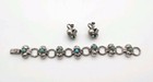 Vintage C 1930s Mexican Sterling Silver Turquoise Link Bracelet   Earrings Set
