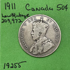 1911 Canada          Silver 50 Cent Canadian Half Dollar Coin Low Mintage