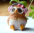 Lucky Owl Bird Headset Statue Fairy Sculpture Tabletop Figurine Home Decor Gifts