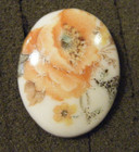Antique Button Picture   Floral   Porcelain  metal Shank  Oval Size 1 x 1 1 8 