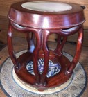 Rare Asian Rosewood marble Drum Style Artwork plant Stand   