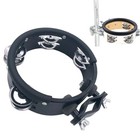 Percussion Jingle Tambourine 6 1  Mountable Single Jingle Wood Black Wood