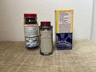 Vintage Lot Of 2 Austex Mexene Chili Powder Spice Tin  Bottle   Box Devil Satan