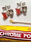 Vtg Bakelite Mini Translucent Red Spinning Dice   Cup Silver Tone Cuff Link 21mm