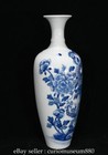 11 6  Old Chinese Kangxi Marked Blue White Porcelain Dragon Flower Bottle Pair