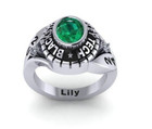 Custom Graduation High School Class Ring Women Flower Shaped Oval Gemstone Ring