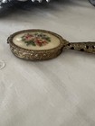 Vintage Ladies Compact Petite Point Beveled Mirror Gold Filigree Never Used