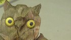 Vintage Hand Carved Wooden Owl Figurine With Baby Owl Home Made Rough