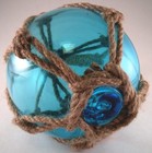 Japanese Glass Fishing Fish Net Float Buoy Tiki Decor Light Blue Decorative 5 