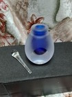 Vintage Art Glass Parfume Bottle Cobalt Cased With  Glass Dauber