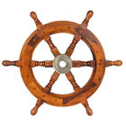 Wood Ships Wheel 24  Wooden With Metal Nautical Maritime Home Decor Vintage Sea