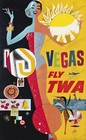 Vintage 1960 Las Vegas Twa Travel Poster David Klein Wall Art Print Retro