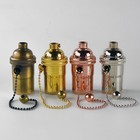 Antique Brass Light Socket - Pull Chain Switch - For Pendant Light Or Lamp 