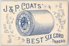 J    P  Coats Thread Victorian Trade Card Girl   Boy Pet Rabbits Near Hutch