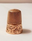 Antique Floral Etched 14k Yellow Gold  7 Size Thimble