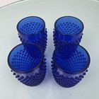 Vintage L  E  Smith Cobalt Blue Hobnail Tumblers Water Ice Tea Glasses Set Of 4