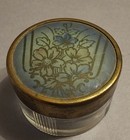 Vintage Glass Vanity Jar Screw On Floral Lid  Powder Jar