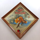 Miller High Life Beer Diamond Wildlife Series Mirror Sign Sly Fox W original Box