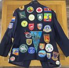 Vtg Rotary Youth Exchange Travel Jacket     143 Piece Pin   Patch Collection
