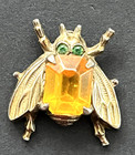 Vintage Realistic Fly W gemstones Metal Button - 1   s35 