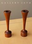 Custom  Mid Century Danish Modern Teak Candle Holders  Vtg Handcarved 50 s Wood