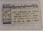 Ozzy Osbourne Lynyrd Skynyrd Rob Zombie Bob Dylan Passes Ticket Stub Lot