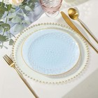 Transparent Dusty Blue 10 Glossy 10  Round Plastic Salad Plates Gold Rim Party