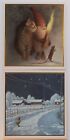 2 Folded  Helje  Gnome  Cat  Mouse Signed Unused Cards Sweden Free Shipping