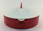 Tupperware Microwave Steamer 3-piece Set Red   White 3592a-2 Usa Handles Round 9