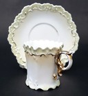 Antique Demitasse Cup   Saucer Mint Green   White Six Point Star Mark