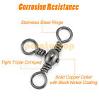 30 120pcs 3 Way Swivels Fishing Barrel Cross-line T-turn 35-175lbs Lure Tackle