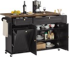 60    Large Kitchen Island Table On Wheels With Drop Leaf   Power Outlet  Mobil   