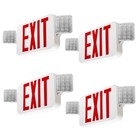4 Pack Led Exit Sign Emergency Light With Two Head Red Compact Combo-ul Listed