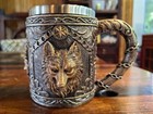 Vintage Wolf Head 304ss Beer Mug - 3d Carved Stainless Steel Camping Mug Gift